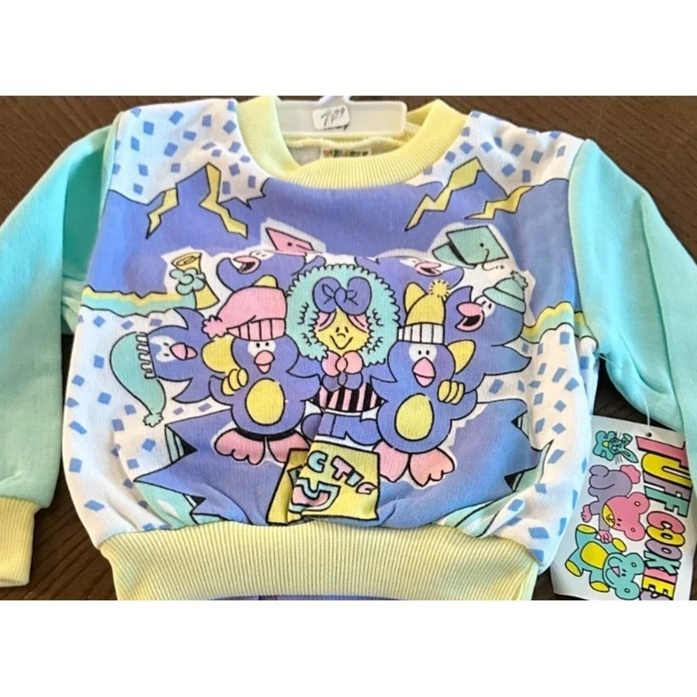 NWT Vintage 1990s Tuff Cookies Playwear Baby Sweats Outfit‎ 24M Arctic Penguins